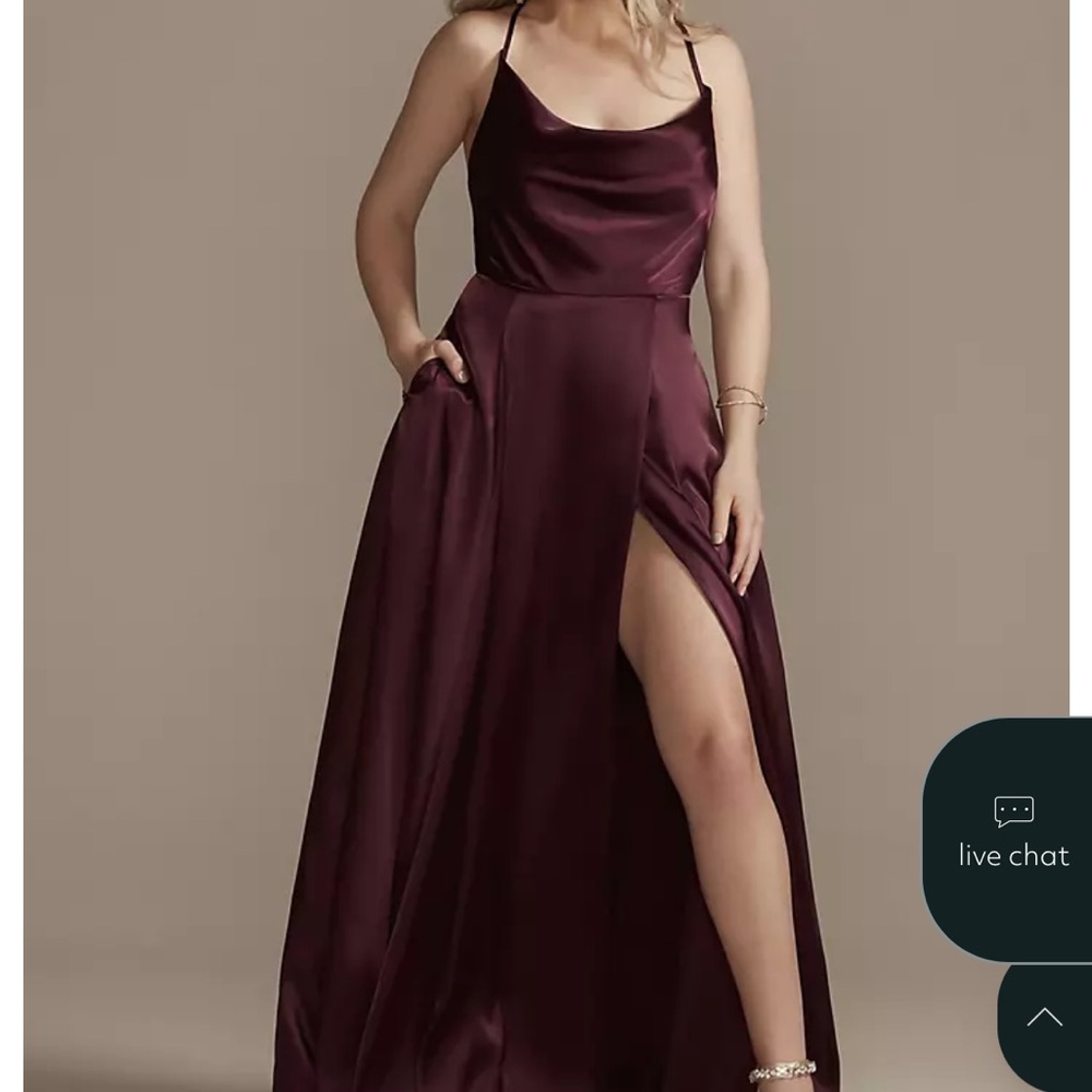 Galina signature dresses- Charmeuse Cowl Dress with Lace-Up Back